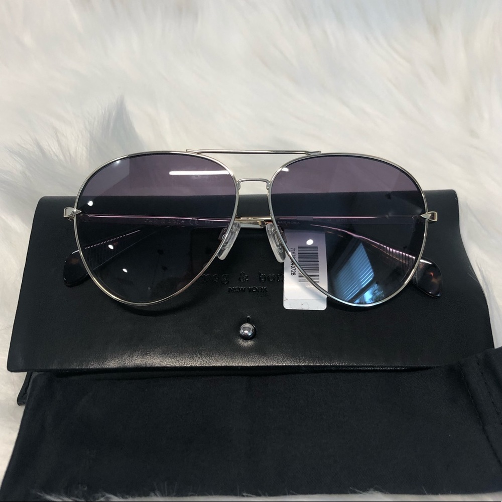 Rag & Bone - Aviator Sunglasses - Gold - 6…